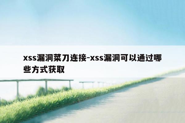 xss漏洞菜刀连接-xss漏洞可以通过哪些方式获取