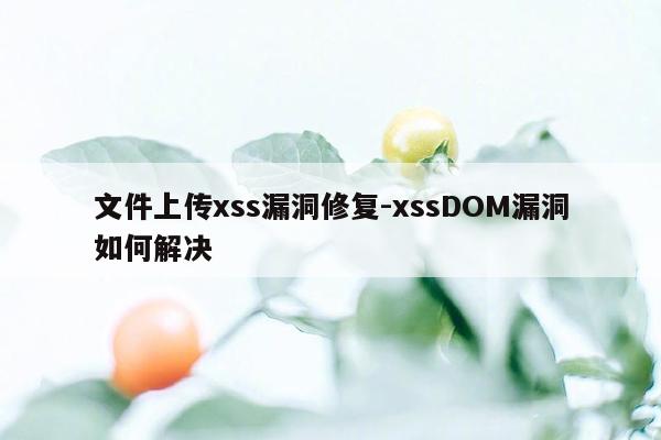 文件上传xss漏洞修复-xssDOM漏洞如何解决