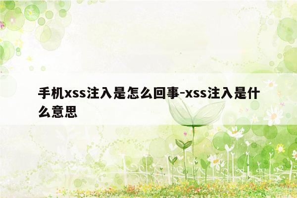 手机xss注入是怎么回事-xss注入是什么意思
