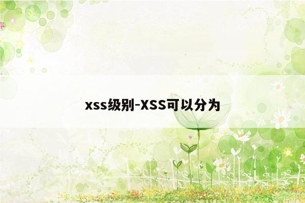 xss级别-XSS可以分为