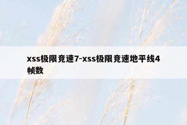 xss极限竞速7-xss极限竞速地平线4帧数