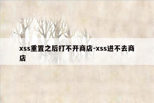 xss重置之后打不开商店-xss进不去商店