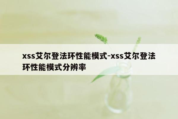 xss艾尔登法环性能模式-xss艾尔登法环性能模式分辨率