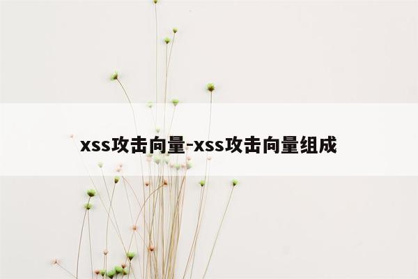 xss攻击向量-xss攻击向量组成