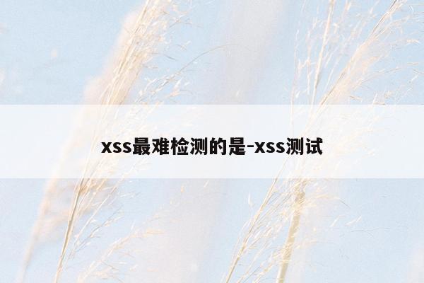xss最难检测的是-xss测试