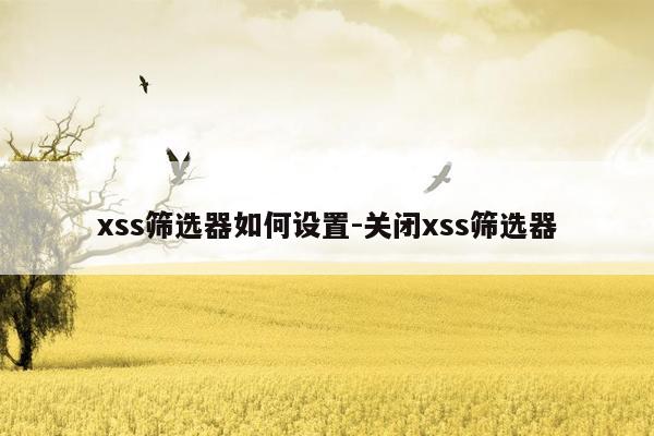 xss筛选器如何设置-关闭xss筛选器