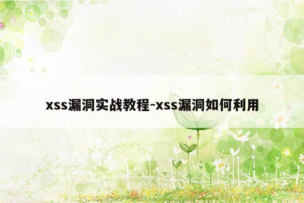 xss漏洞实战教程-xss漏洞如何利用