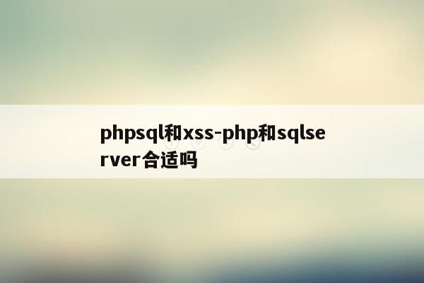 phpsql和xss-php和sqlserver合适吗