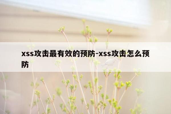 xss攻击最有效的预防-xss攻击怎么预防