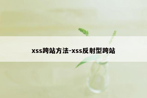 xss跨站方法-xss反射型跨站