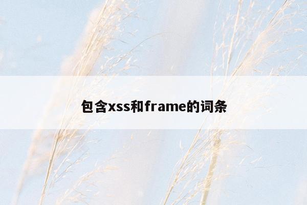 包含xss和frame的词条