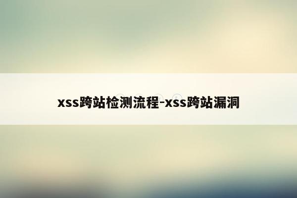 xss跨站检测流程-xss跨站漏洞