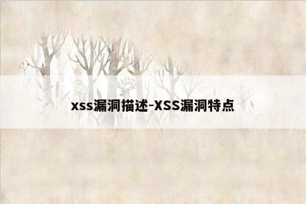 xss漏洞描述-XSS漏洞特点