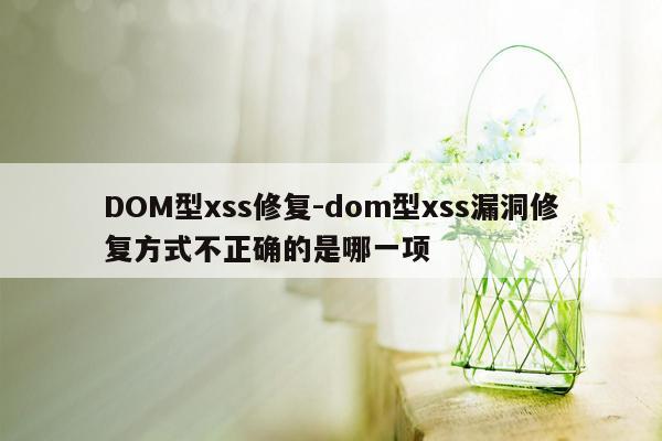 DOM型xss修复-dom型xss漏洞修复方式不正确的是哪一项