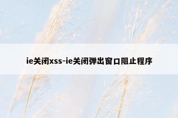 ie关闭xss-ie关闭弹出窗口阻止程序