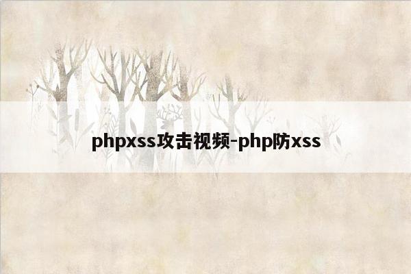 phpxss攻击视频-php防xss