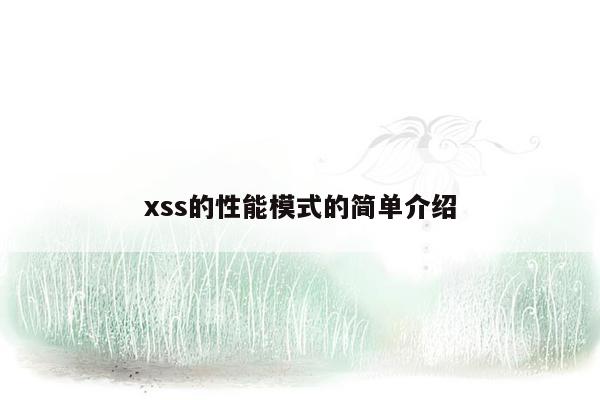 xss的性能模式的简单介绍