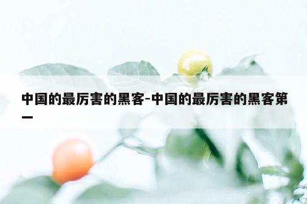 中国的最厉害的黑客-中国的最厉害的黑客第一
