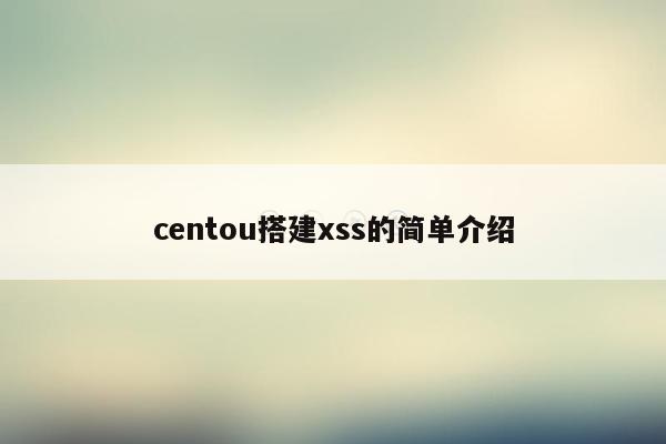 centou搭建xss的简单介绍