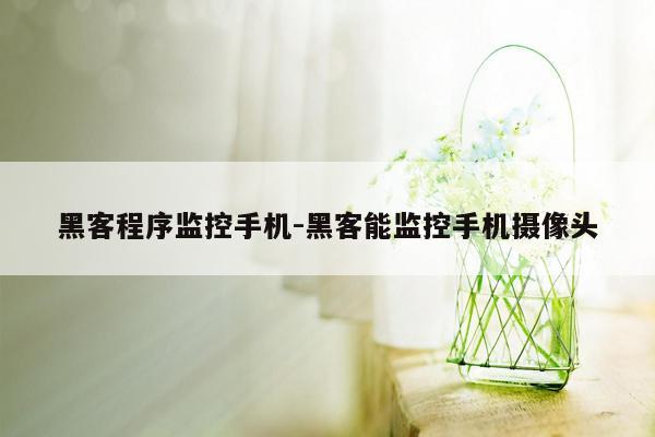 黑客程序监控手机-黑客能监控手机摄像头