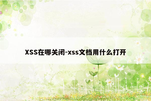 XSS在哪关闭-xss文档用什么打开