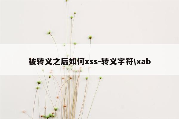 被转义之后如何xss-转义字符\xab