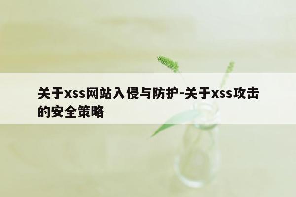 关于xss网站入侵与防护-关于xss攻击的安全策略