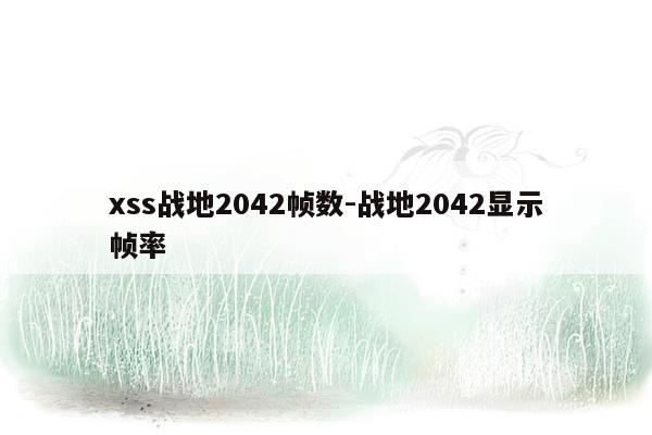 xss战地2042帧数-战地2042显示帧率