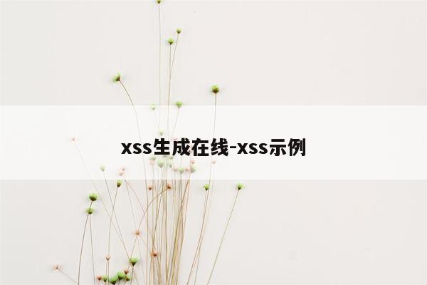 xss生成在线-xss示例