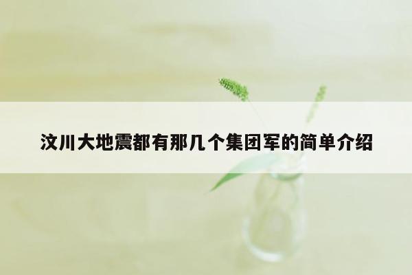 汶川大地震都有那几个集团军的简单介绍