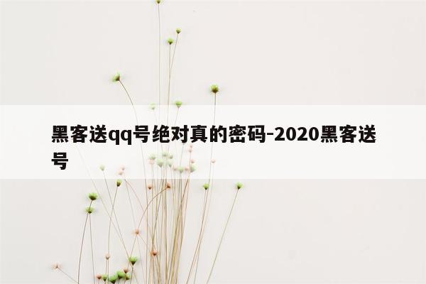 黑客送qq号绝对真的密码-2020黑客送号